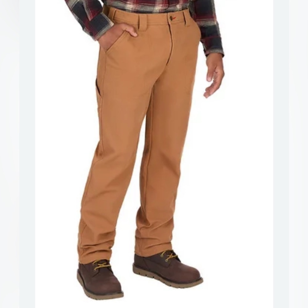 Coleman Fleece Lined Work Pants Men 40x32 Tan Brown Canvas Utility Outdoor